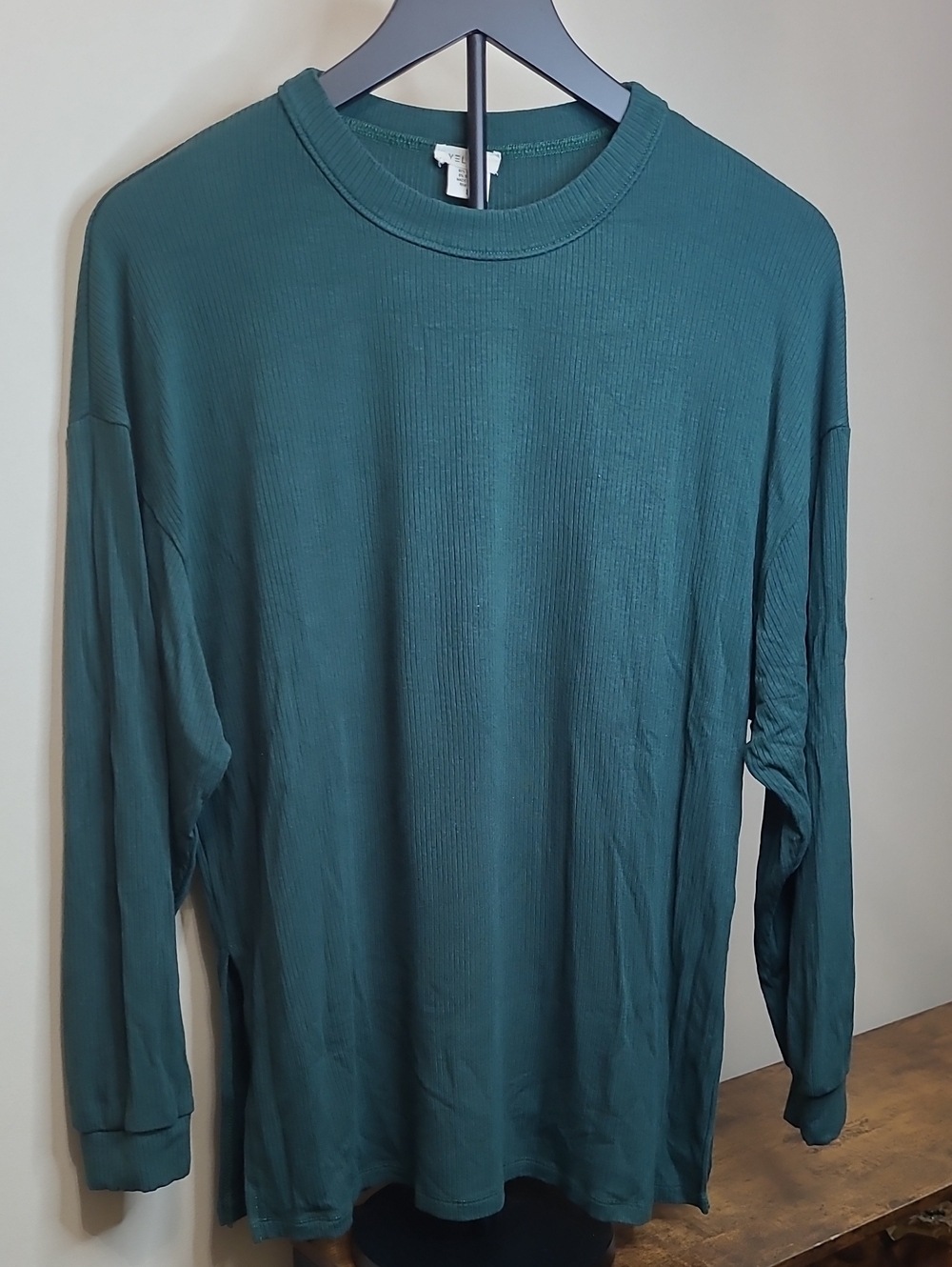 Yelete Dark Teal Long Sleeve Ribbed Top size Small